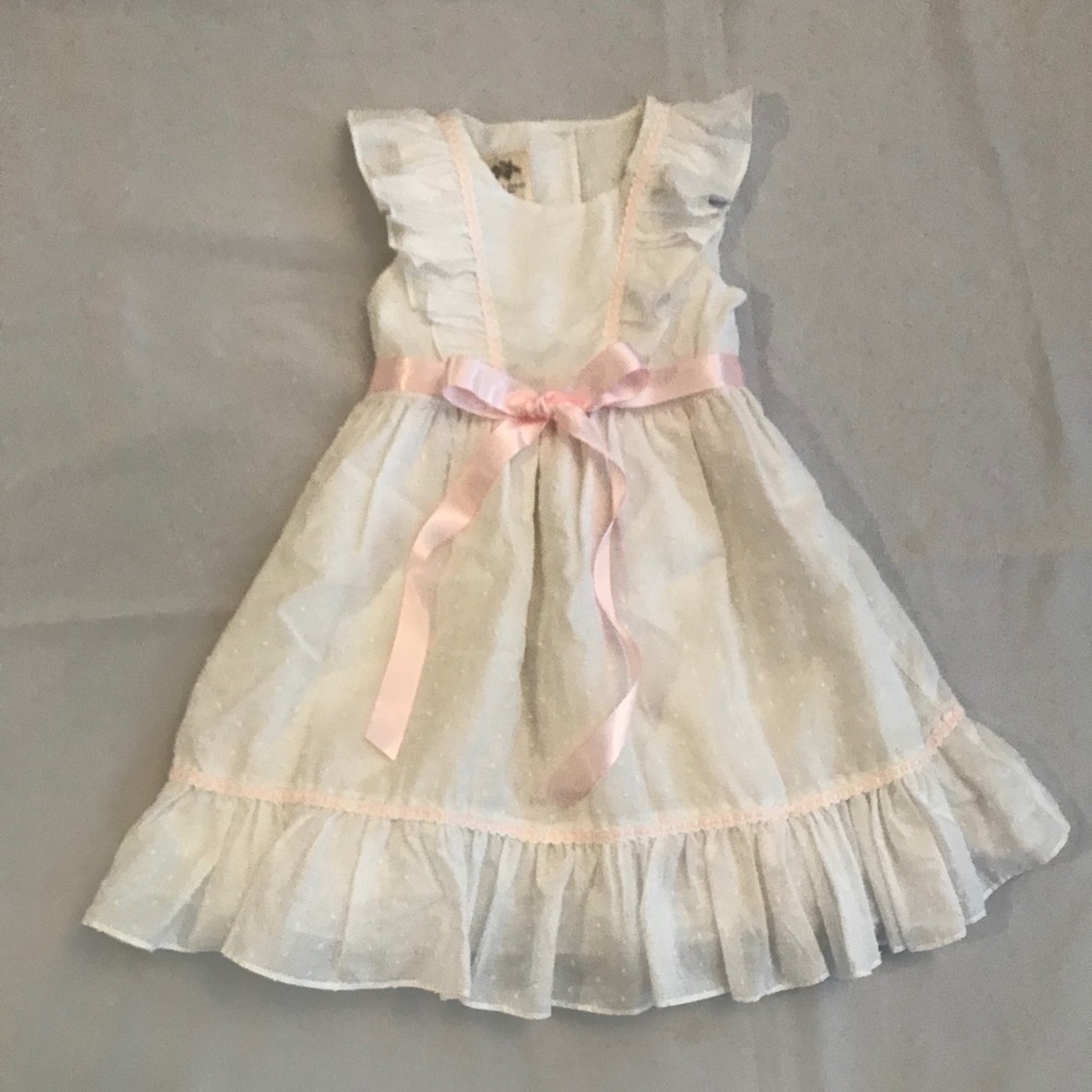 Laura Ashley Swiss Dot White Dress NWOT Size 3T
